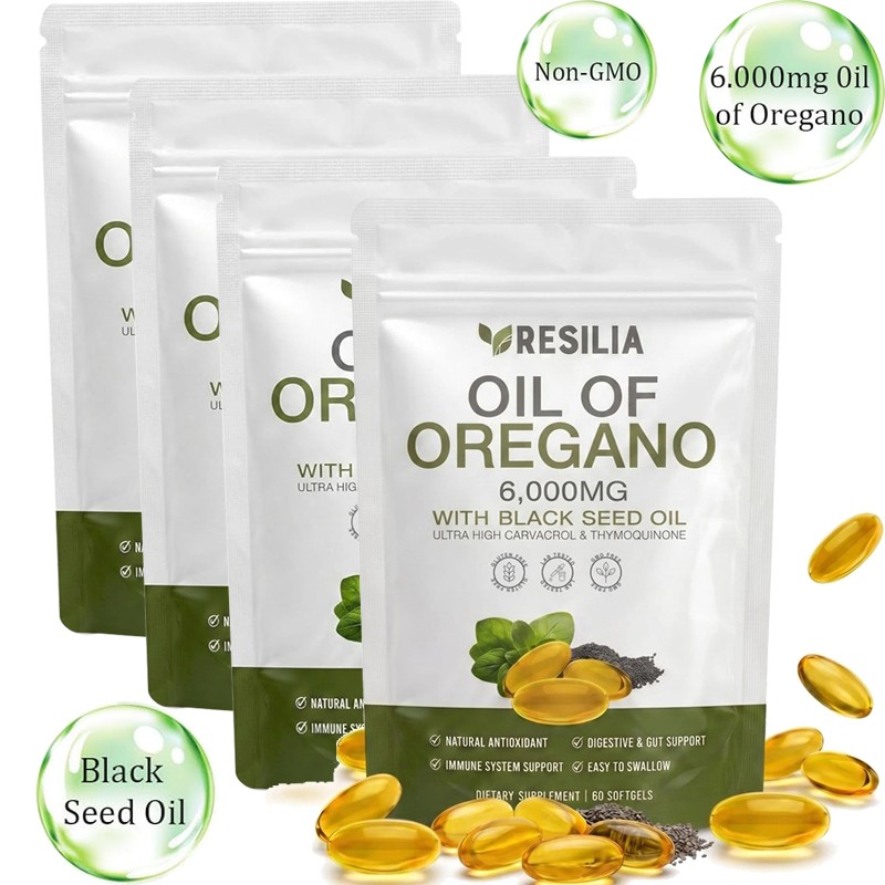 3X with Oil of Oregano 6000mg Resilia Black Seed Oil Softgels – 60 Capsules