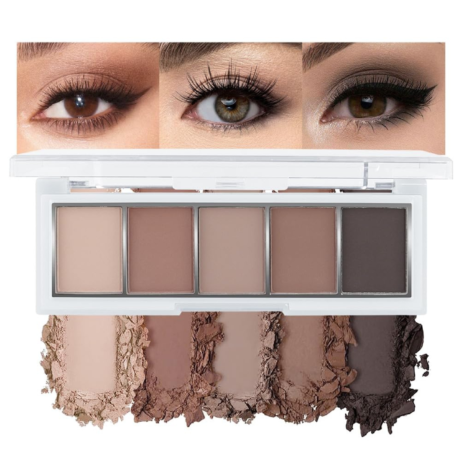 Matte Neutral Cool Brown Eyeshadow Palette,5-Color Matte Taupe Beige Clay Mocha