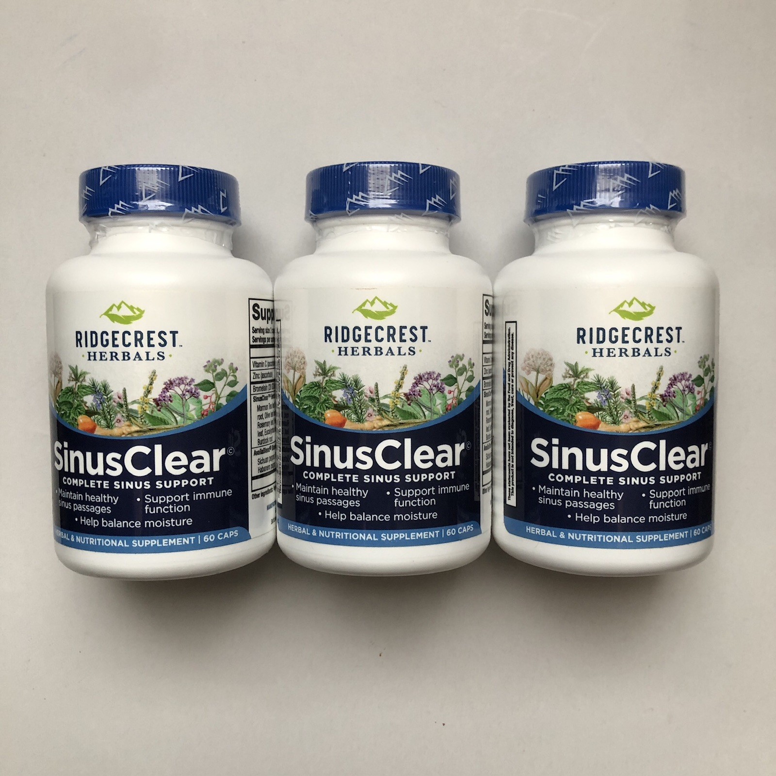 3-pack Ridgecrest Herbals SinusClear 60 caps Herbal & Nutritional Supplement