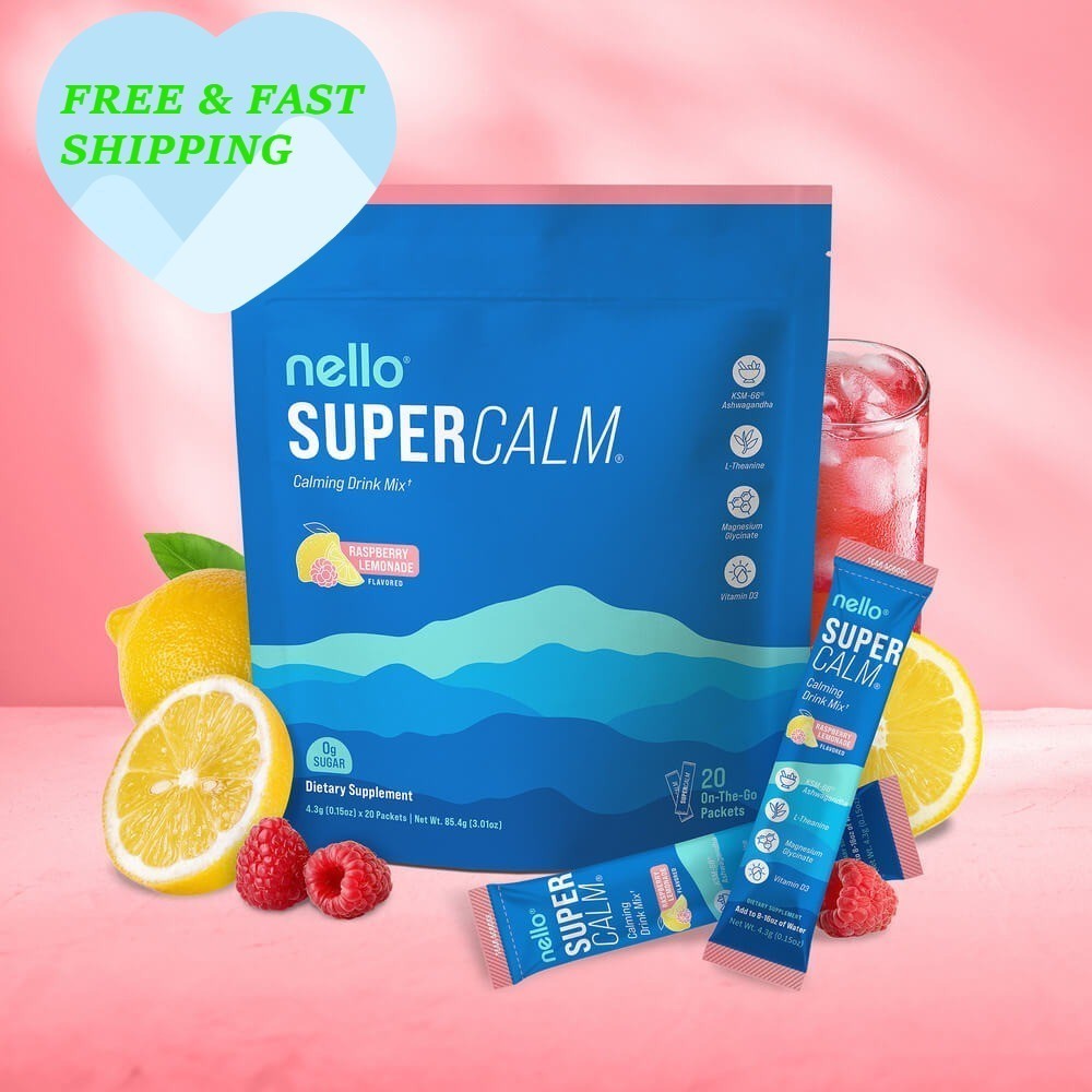 NEW Nello Supercalm – Calming Drink Mix with KSM-66 Ashwagandha, Vitamin D3