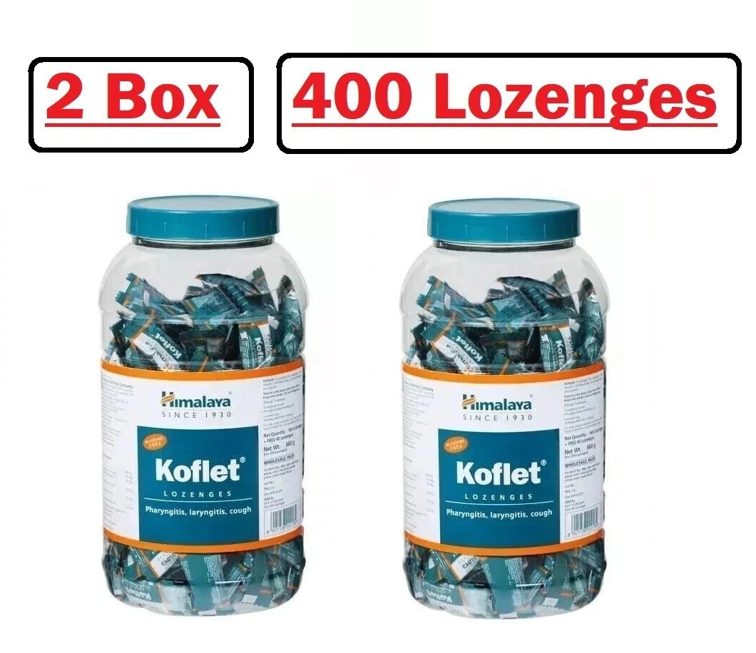 2 Box 200 pc Each Himalaya Herbals KOFLET Lozenges Jar For Sore Throat FREE SHIP
