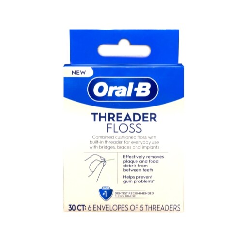 Oral-B Glide Pro-Health Threader Floss 30 Single-Use Packets