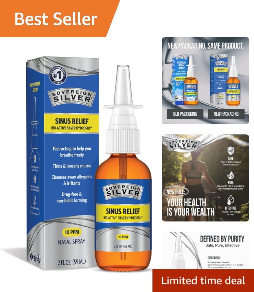 -Active Silver Sinus Relief Nasal Spray — Natural, Drug-Free, Fast-Acting Sin…