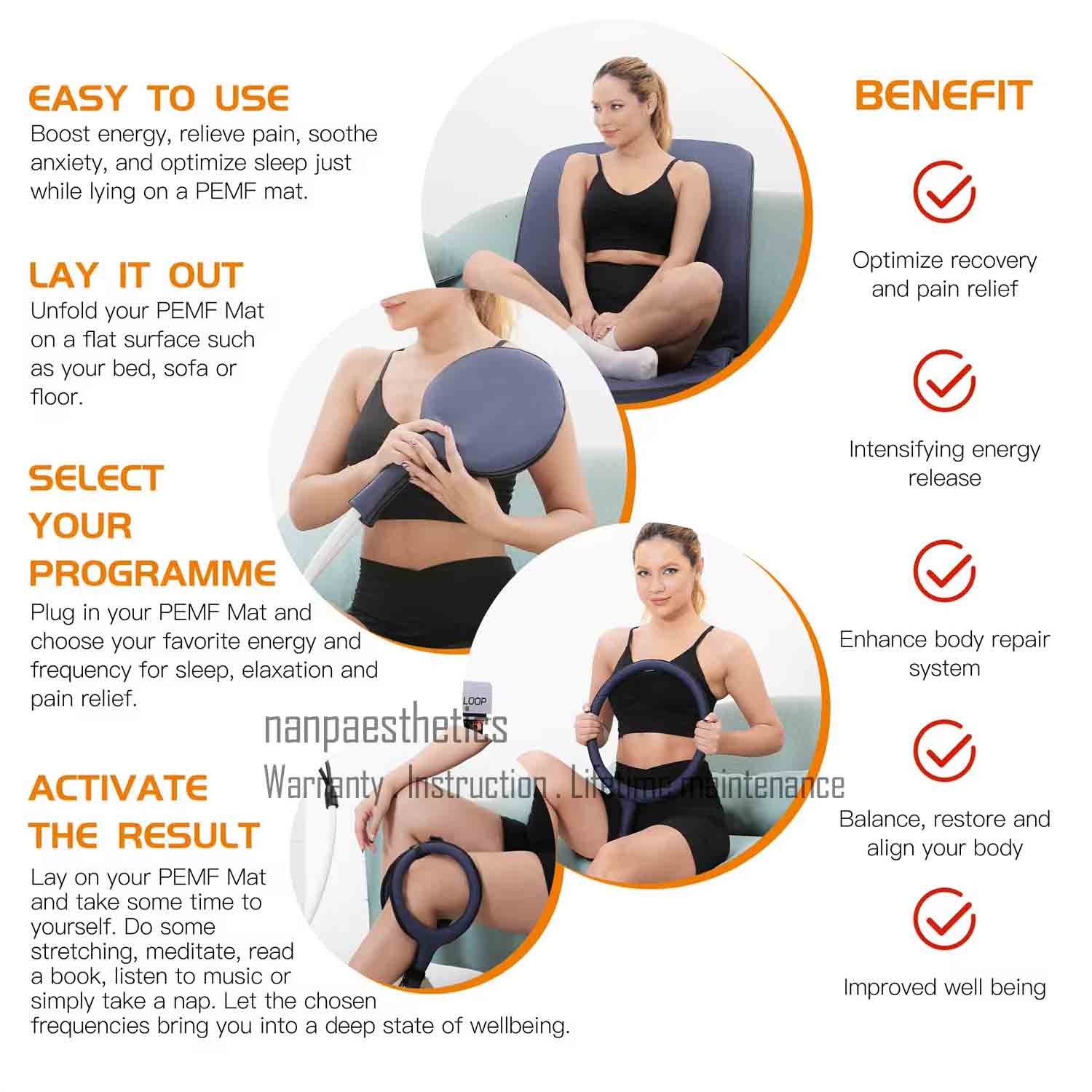 PEMF LOOP Magnetic Therapy+Mattress Pmst Physio Magneto Home Use Massage Machine
