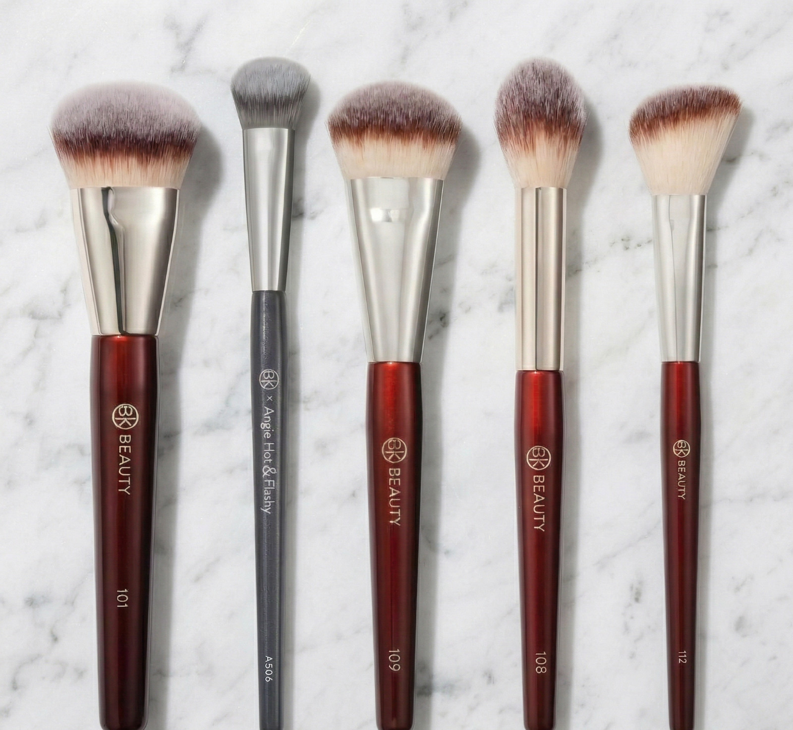 BK Beauty 5pc Brush Set 101 A506 Kitten Paw 108 109 112 Foundation Concealer Kit