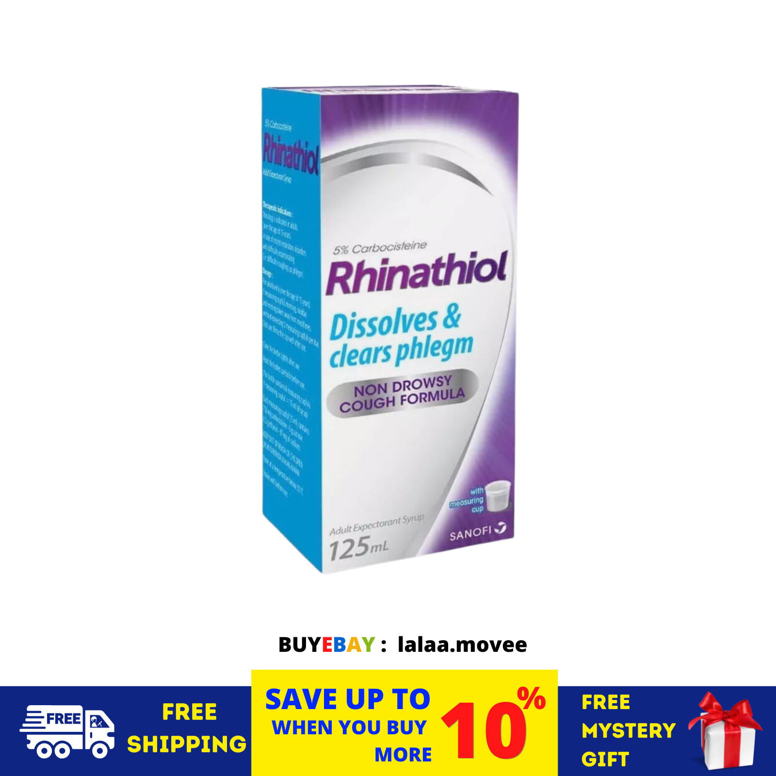 1 X Rhinathiol Dissolves & Clears Phlegm Cough Syrup 125ml