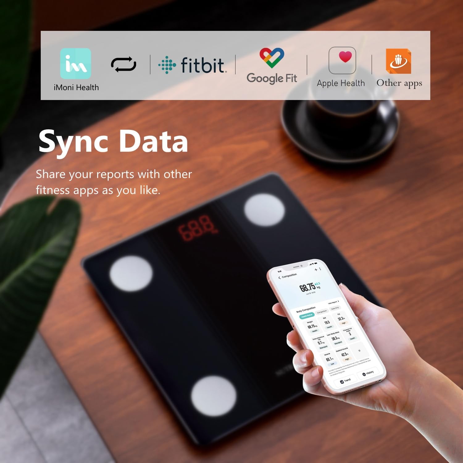 Smart Bluetooth Bathroom Scale Body Fat BMI Analyzer 330lb App Sync