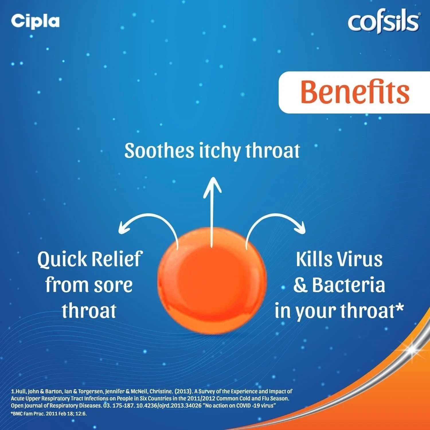 100 Counts Orange Flavour Lozenges Cough & Throat Instant Relief from Dry Cough