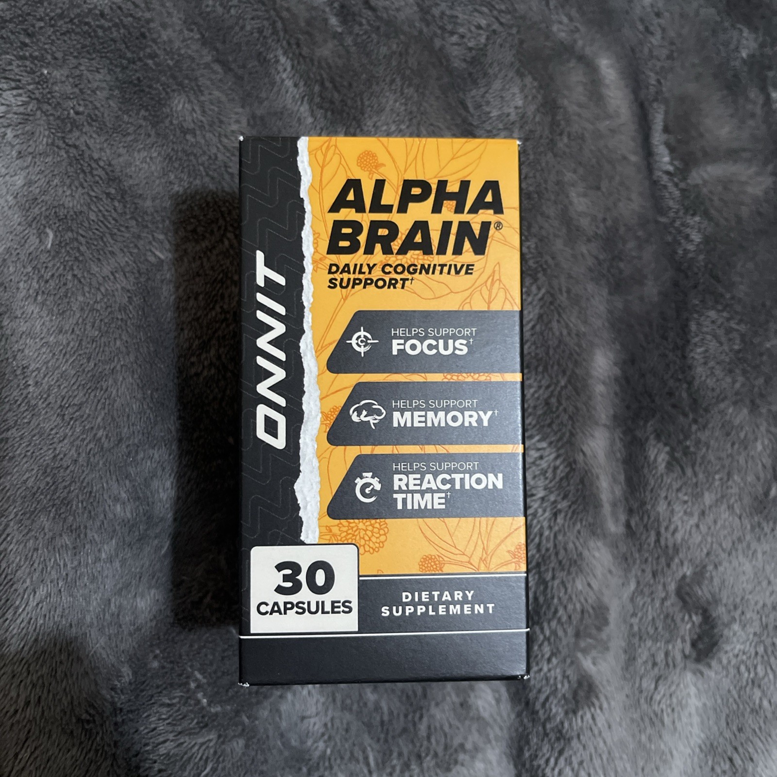 Onnit Alpha BRAIN Nootropic Daily Cognitive Support Caffeine-Free Veg 30 Caps