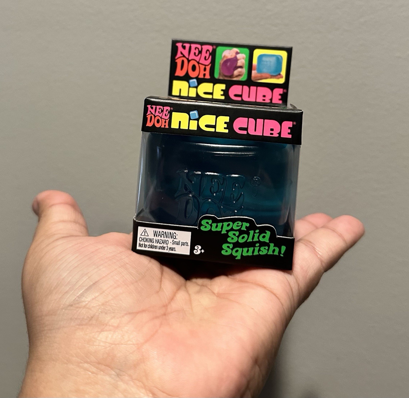 Schylling NeeDoh Nice Cube Blue Squeeze Ball, Super Solid Squish, 26079HY