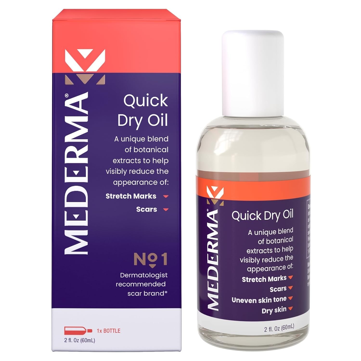 Mederma Quick Dry Oil 2 Oz Bottle- Scar and Stretch Mark Treatment – Exp 09/2026