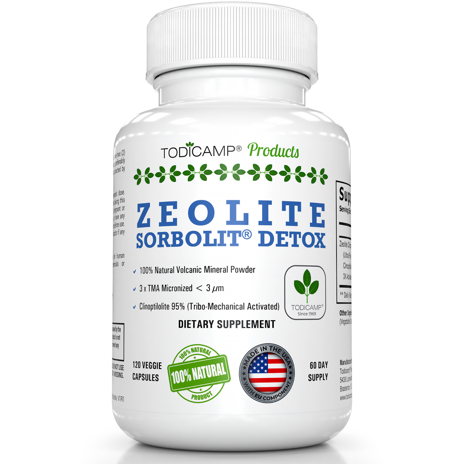 SORBOLIT® DETOX 120 Capsules 500mg of ultra-fine Clinoptilolite -Zeolite 1 UNIT