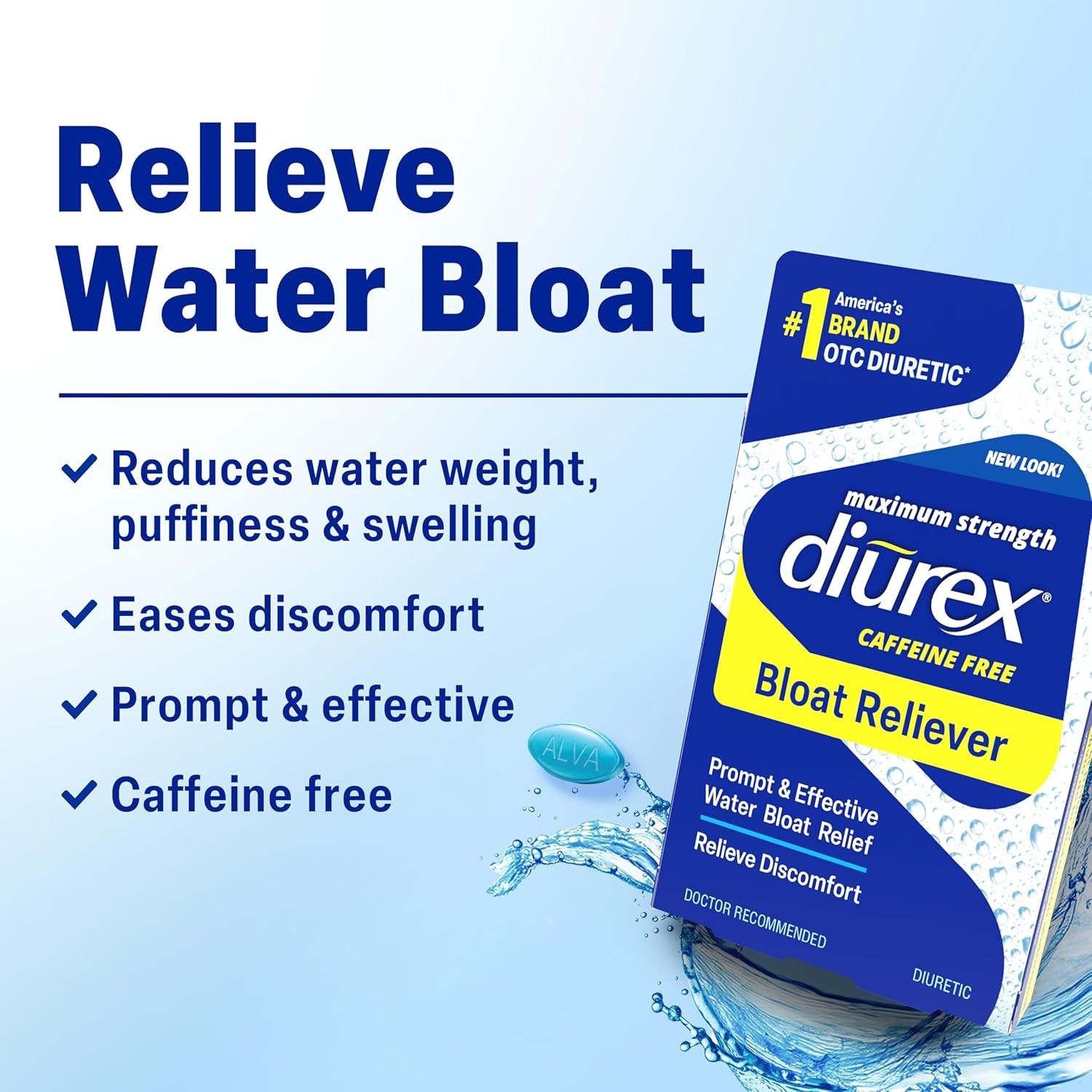 Diurex Max Maximum Strength Caffeine-Free Diuretic Water Pills 48 Count
