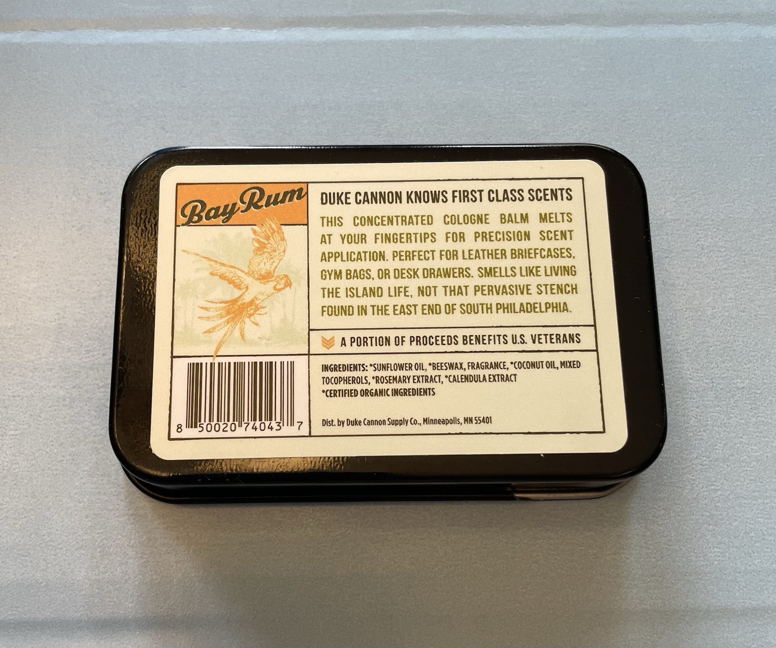 Duke Cannon Men’s Solid Cologne Bay Rum Cedarwood Island Spice 1.5 oz Tin NEW
