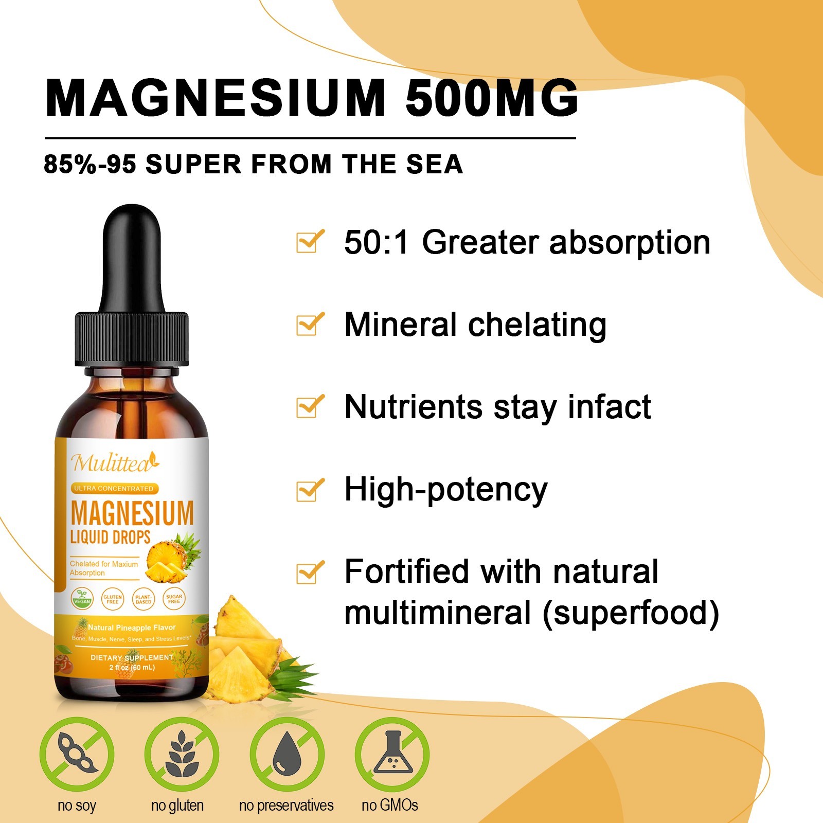 2 Packs Magnesium Glycinate Liquid Drops 2000mg Improve Sleep,Anxiety Relief