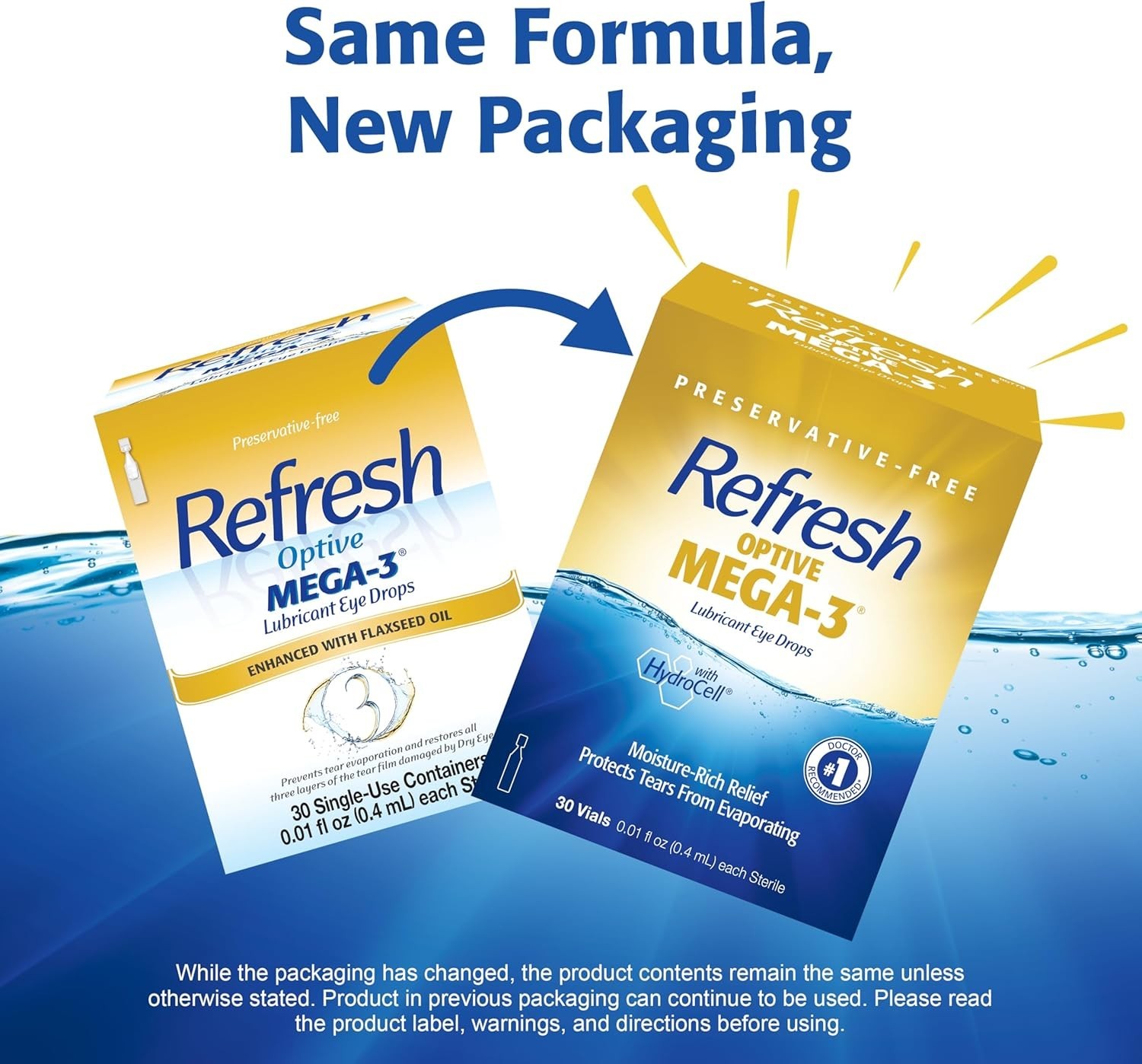 REFRESH OPTIVE MEGA-3® Lubricant Eye Drops 60 Vials ( 2 x 30 vials ) New/Sealed!