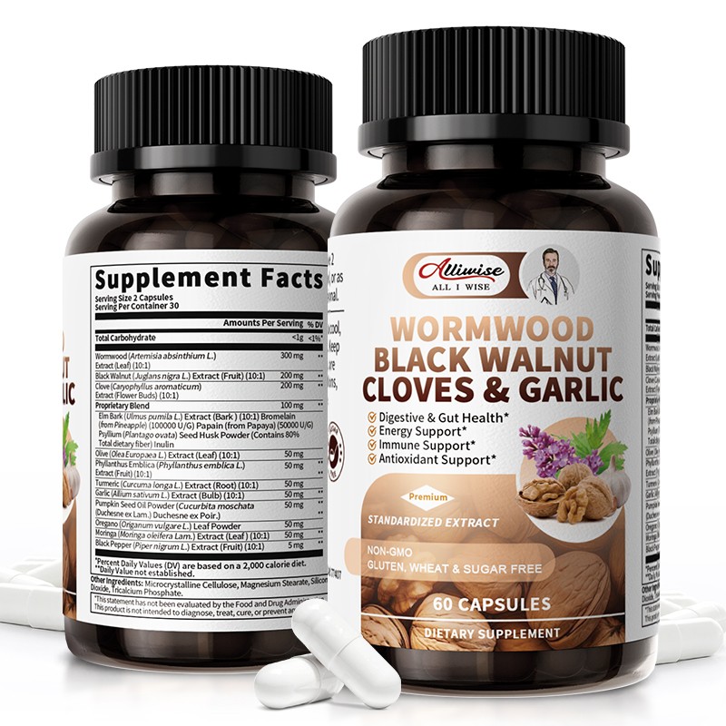 Parasite Cleanse Capsules/Extract-Wormwood,Black Walnut Hull, Clove, 60/120 Caps