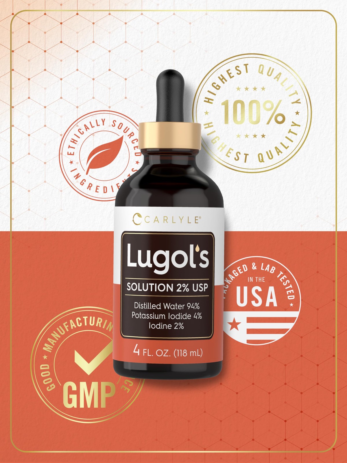 Carlyle Lugols Iodine 2 Percent | 4 fl oz (Pack of 1) | 4 Fl Oz