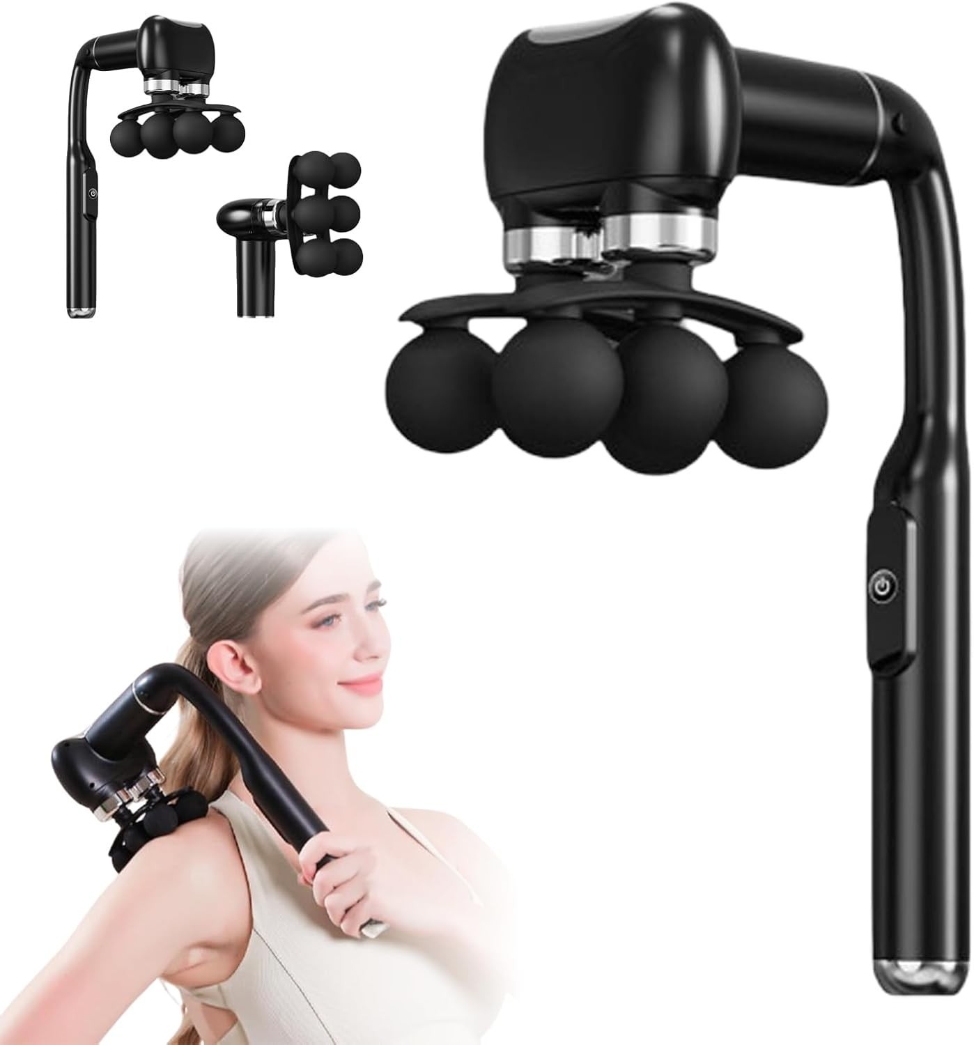 6 Head Massage Gun with Extension Handle, 12MM Massage Gun Deep Tissue, Back