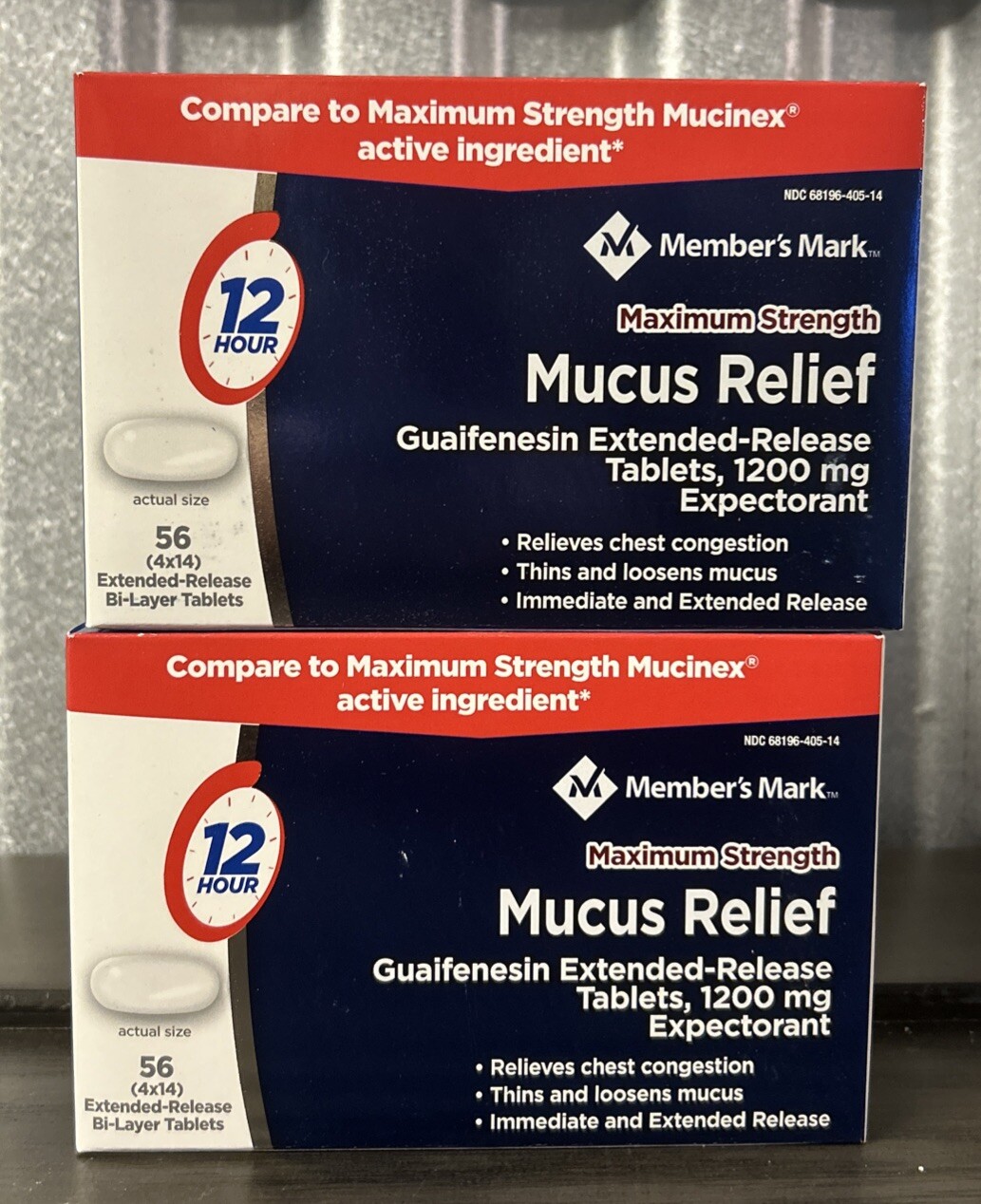 (2) Guaifenesin Expectorant Maximum Strength 56 Tab Each 1200mg Compare Mucinex