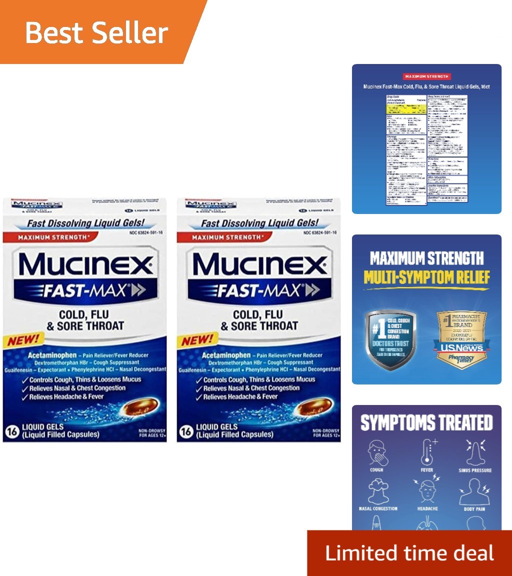 Effective Cold and Flu Relief Liquid Gels Pack of 2 – Fast-Acting for Adults
