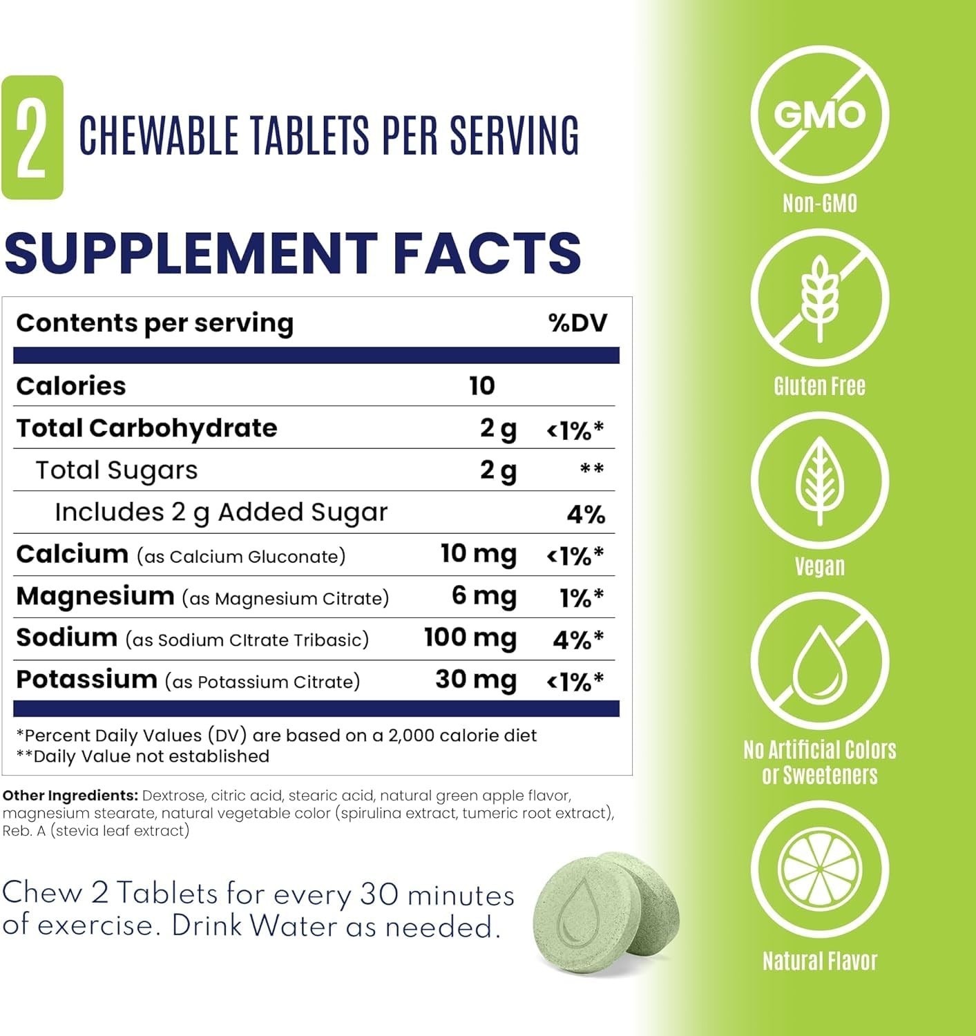 Electrolyte FastChews 60 Count Green Chewable Tablets Salt Tablets for Runn…