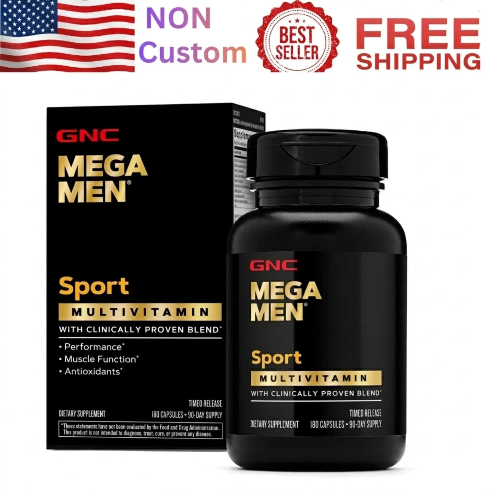 GNC Mega Men Sport Vitamin 180 Tablets Free Shipping