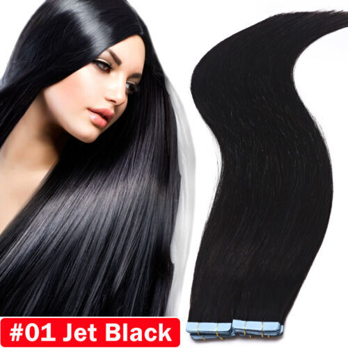 Thick 200g 80pcs Tape In Remy Human Hair Extensions Skin Weft FULL HEAD BROWN SE