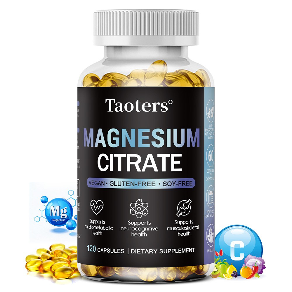 Magnesium Citrate 120 Veg Capsules Taoters Support Nerve Muscle & Heart Health