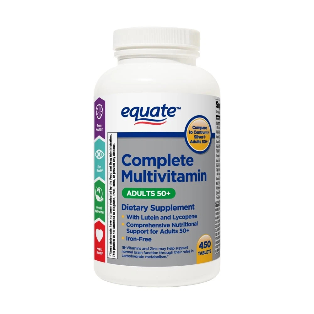 Equate Complete Multivitamin/Multimineral Supplement Tablets, Adults 50+ 450 Ct
