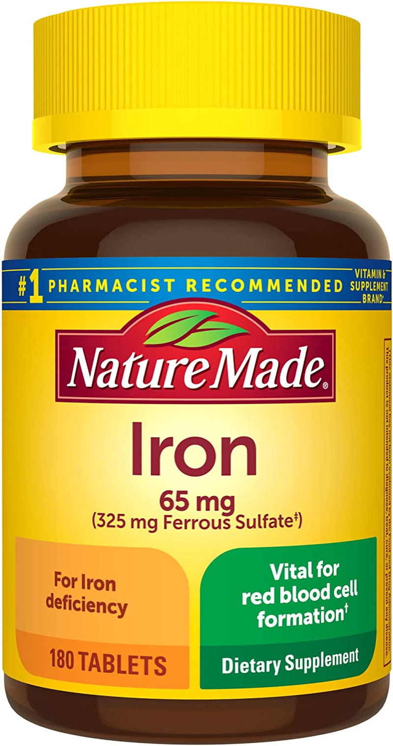 Nature Made Iron 65 mg 325 mg Ferrous Sulfate Tablets for Red Blood Cell Support