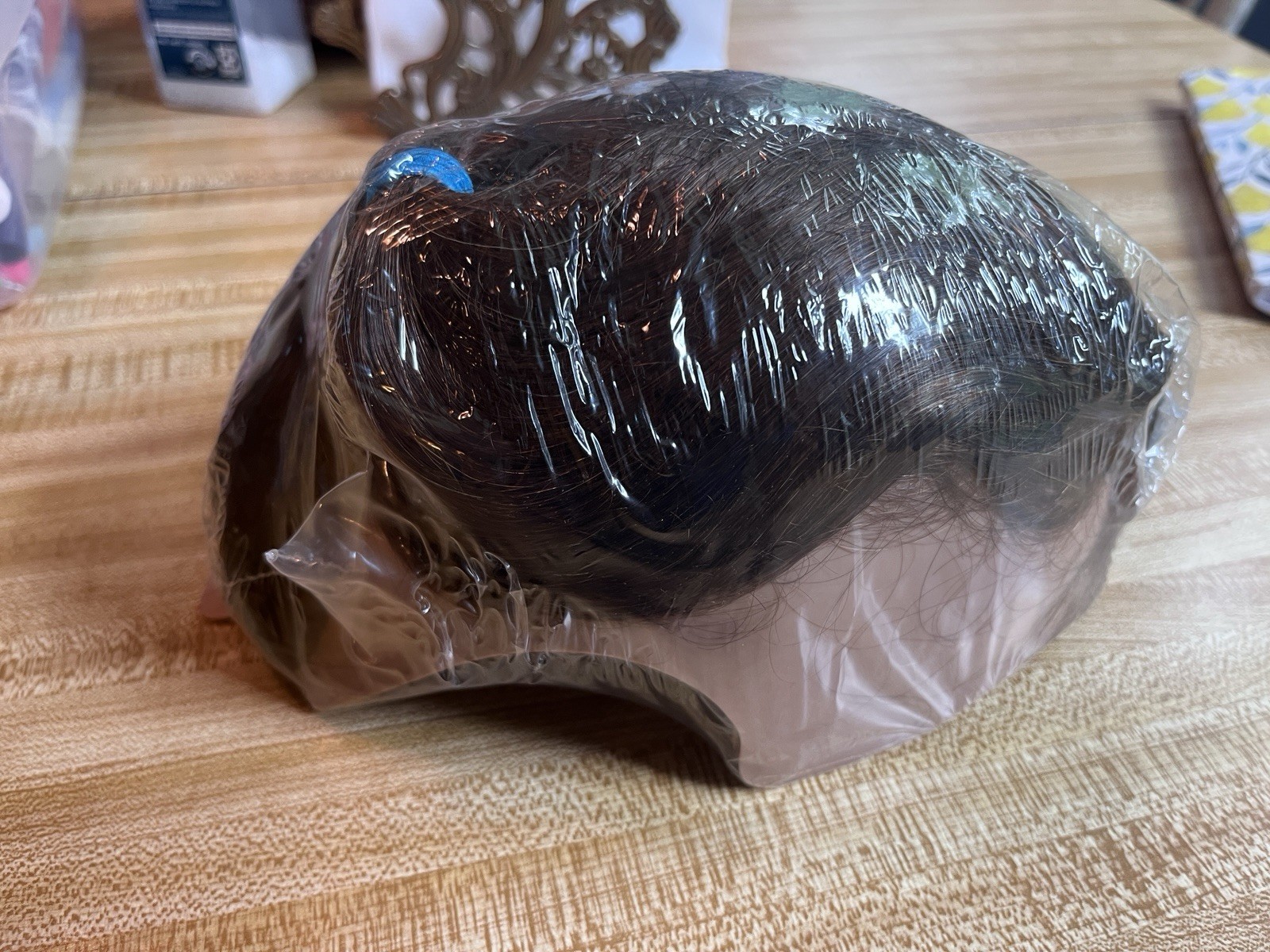 Pivot Point Rectangle Solid Cap Hair Mannequin, Human Hair, Brown SC2-RMMSCDML