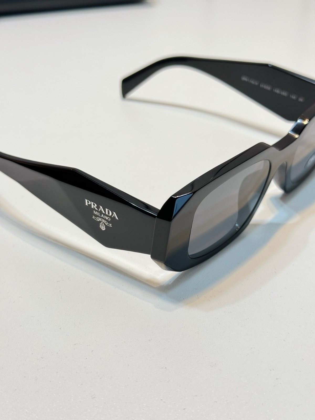 Black Rectangle Sunglasses Chunky Acetate Frame Wide Temple Unisex Eyewear NEW