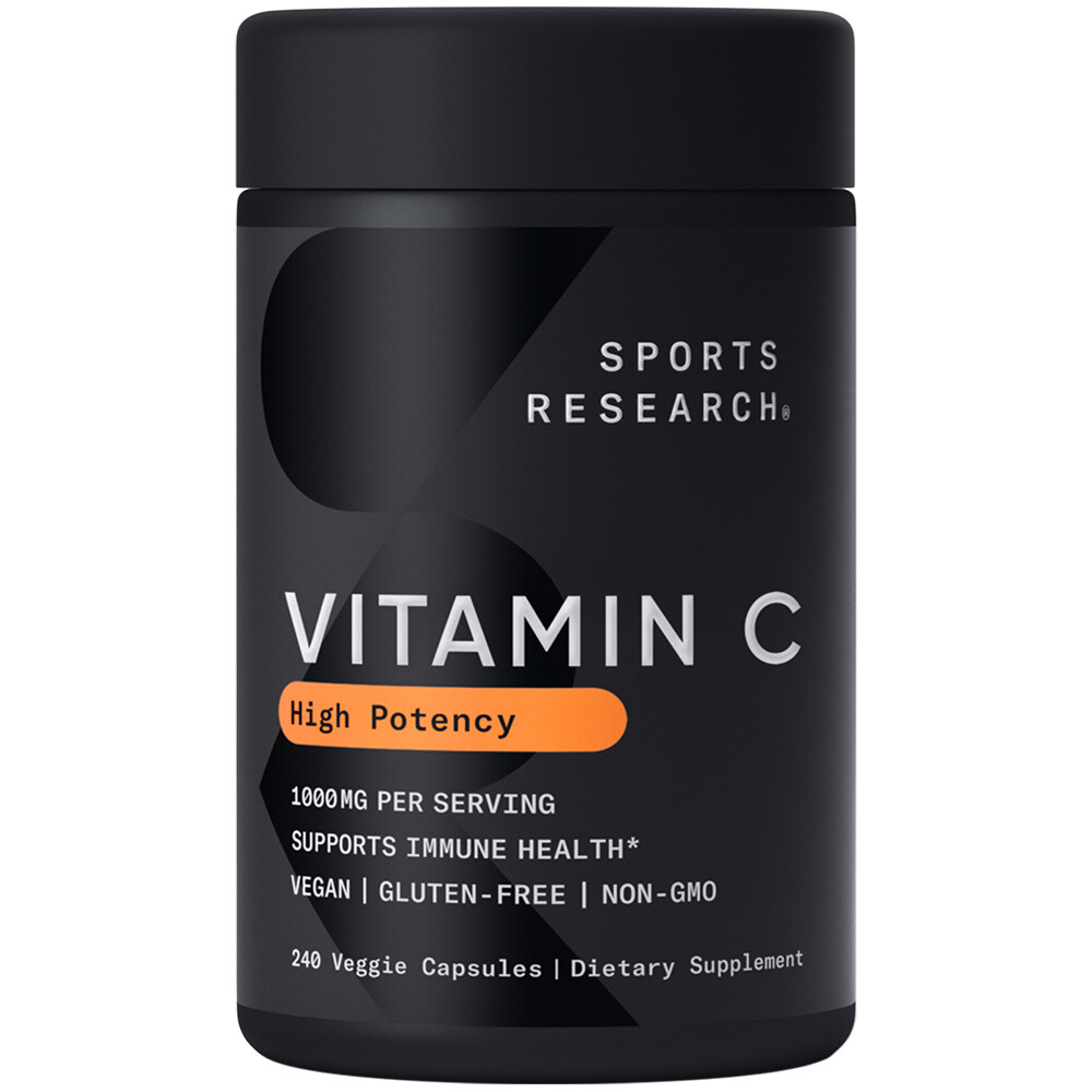High Potency Vitamin C 1000mg Vegan Veggie Antioxidant & Immune Support 240 Ct