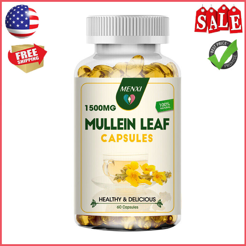Mullein Leaf 60 Capsules for Lung Cleansing & Detox Herbal Dietary Supplement