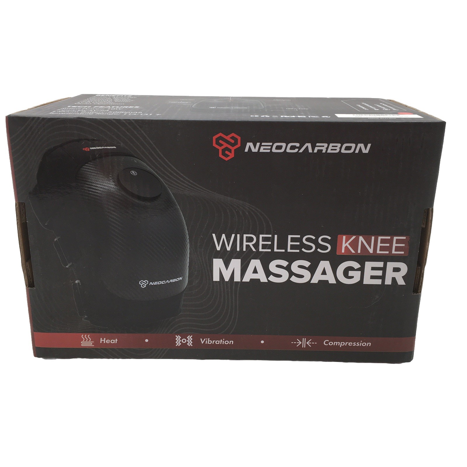 Neocarbon Wireless Knee Massager, Heated Therapy and Vibration Massage, RedOpnBx