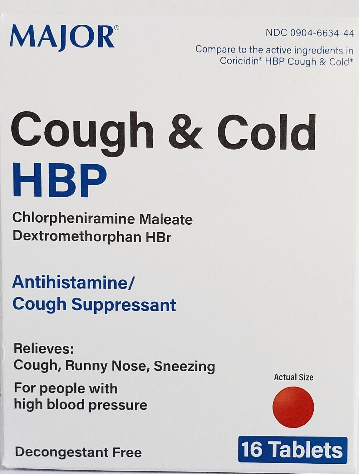 MAJOR Cough & Cold HBP Tablet Antihistamine Cough Relief High Blood Pressure 16