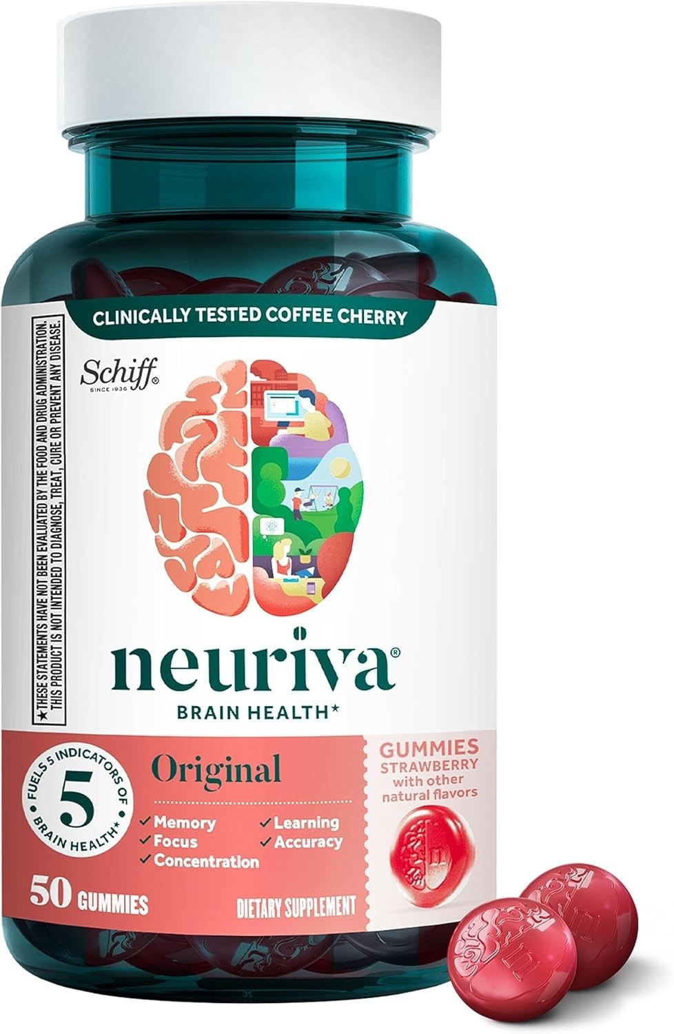 Neuriva Original brain health – 50ct strawberry gummies ~ ships free