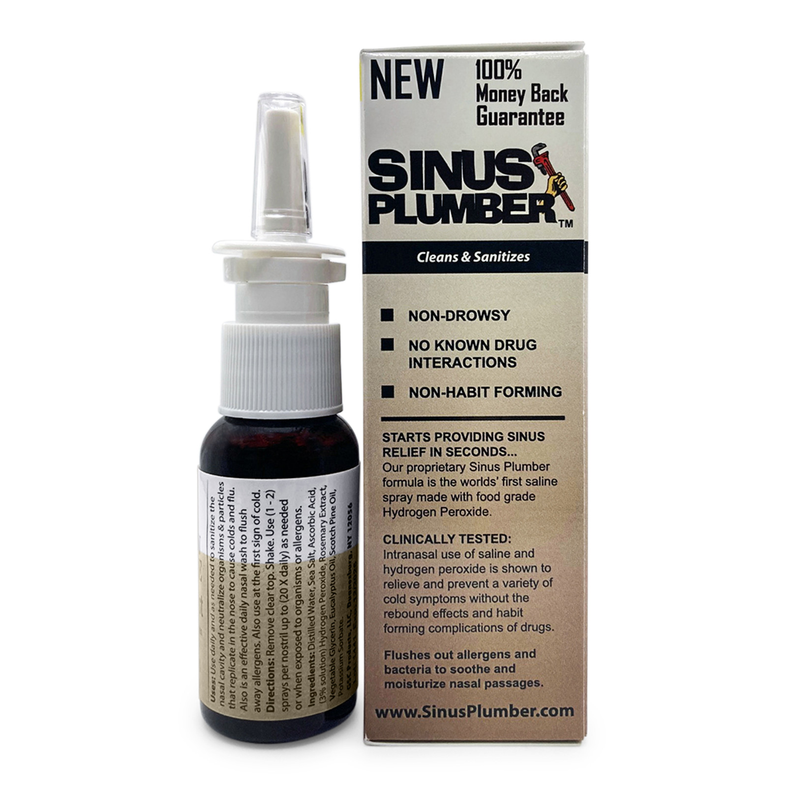 Hydrogen Peroxide Nasal Spray Deep Cleans Nose – Cold Flu Virus Defense – 2-Pack