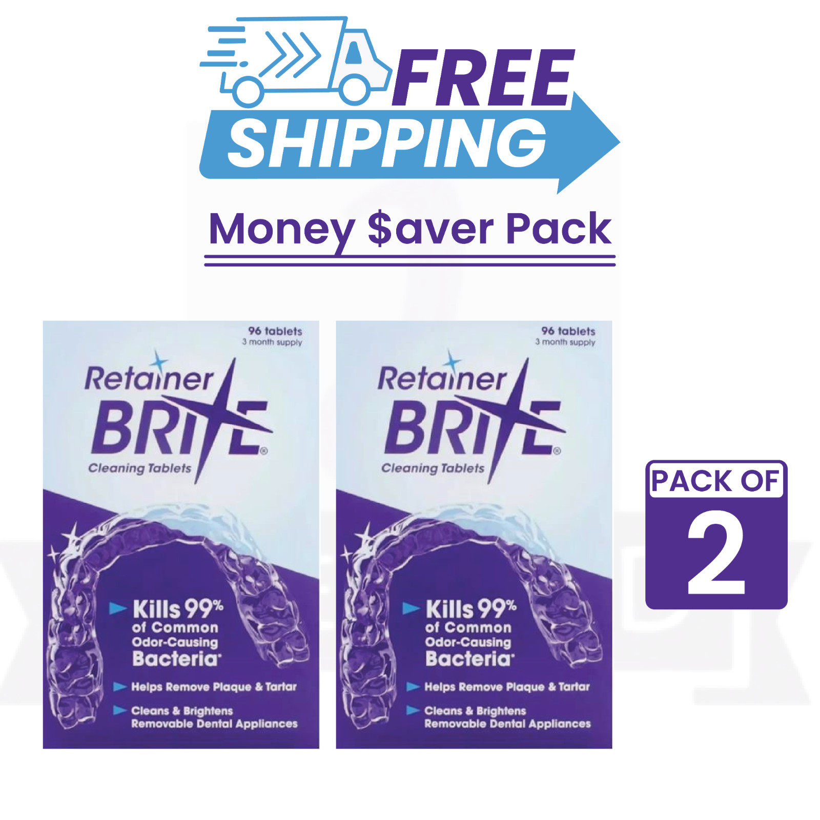 Retainer Brite Box Tablets 192ct-Pack Of 2