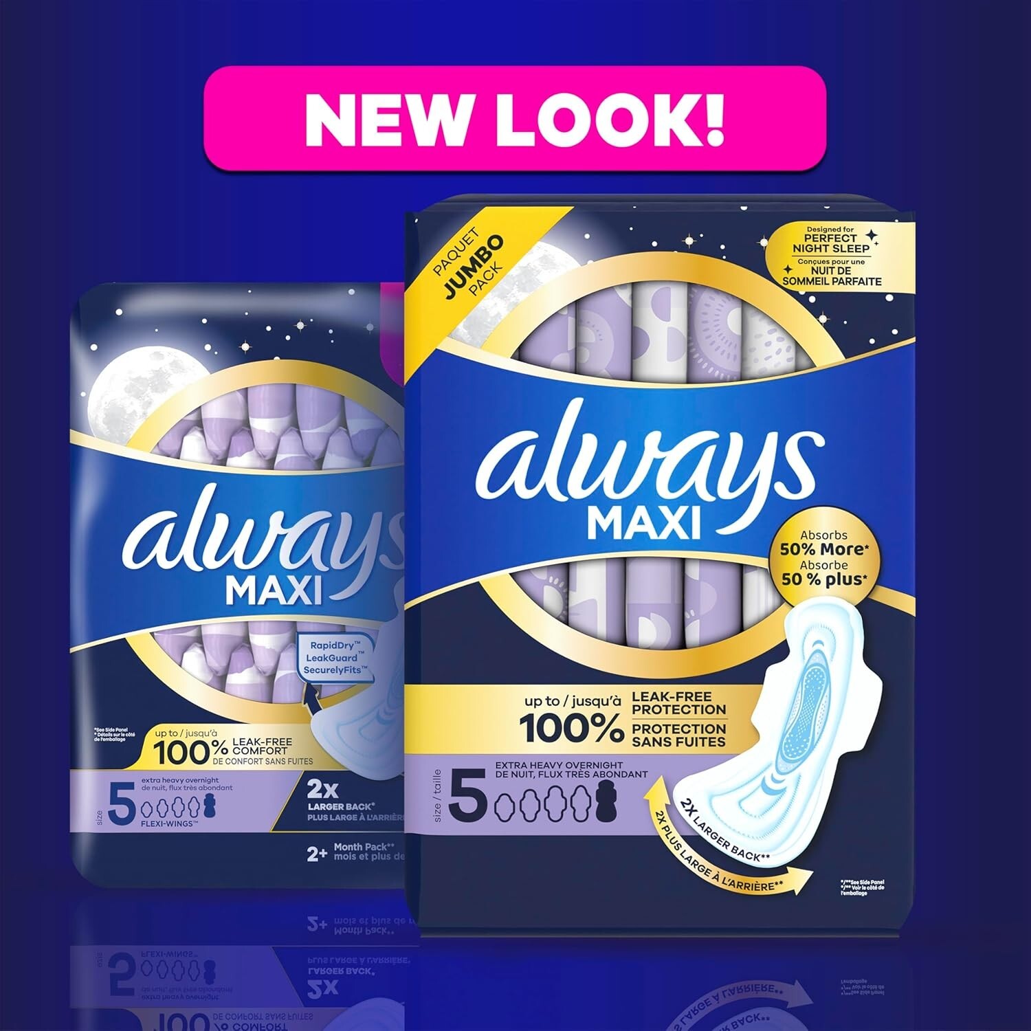 Always Maxi Pads with Wings, Size 5, Extra Heavy Overnight Absorbency – 36 CT