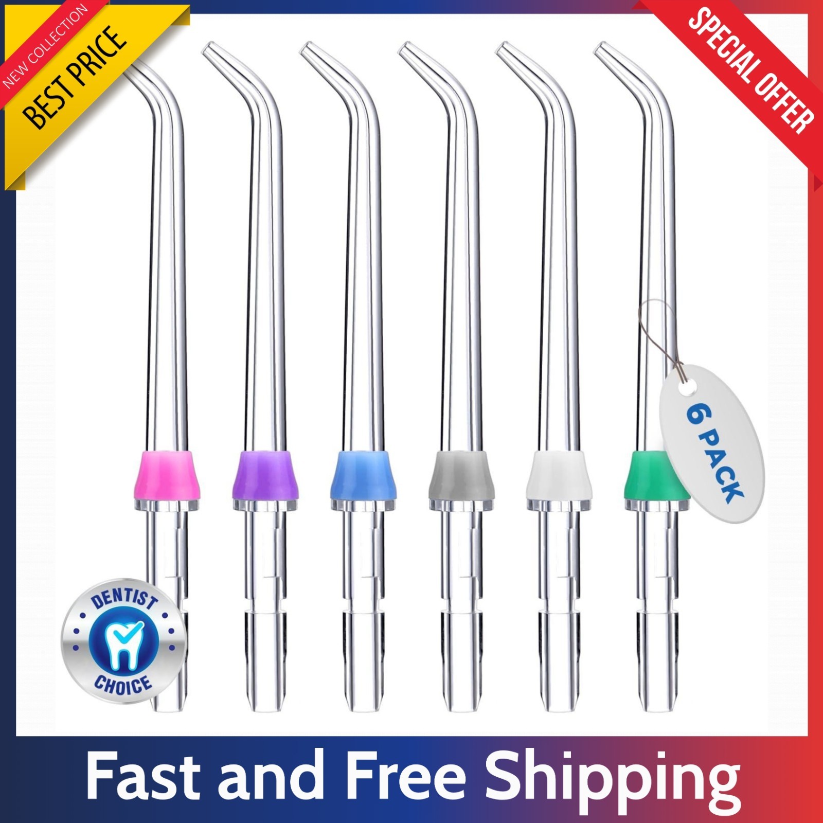 6 Pack Waterpik Replacement Heads – Classic Jet Tips Water Flosser Accessories..