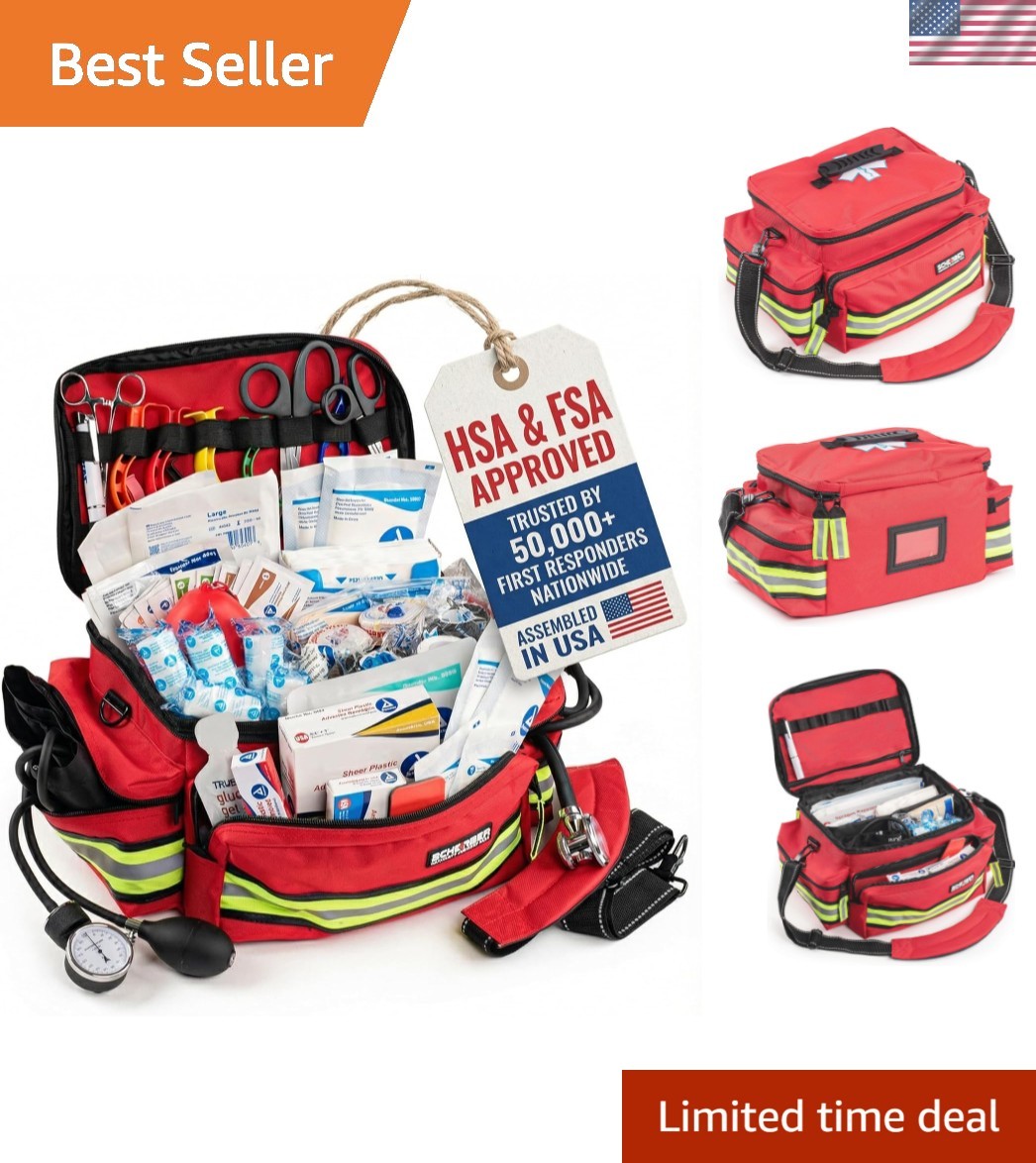 First Responder Fully-Stocked Professional Essentials EMT/EMS Trauma Kit | HS…
