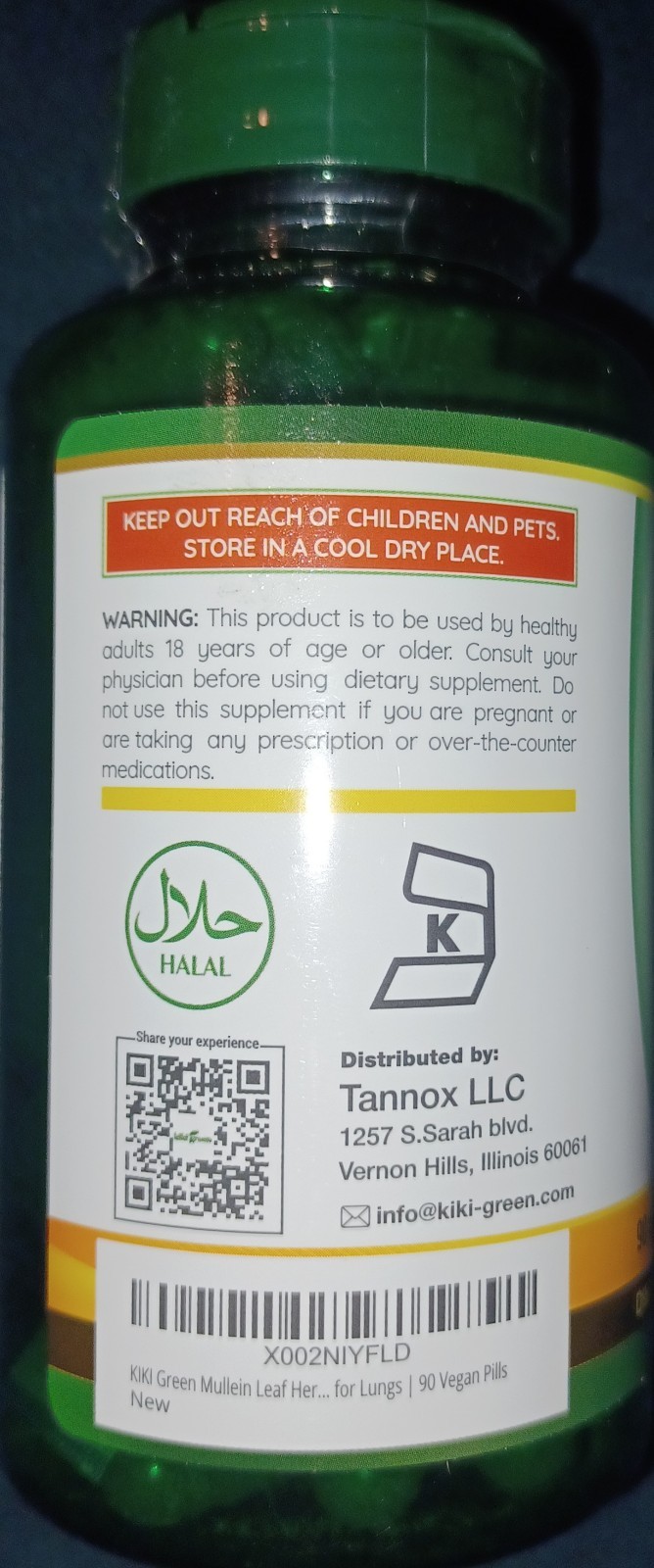 KIKI Green Mullein Leaf Extract Capsules Vegan Herbal Supplement Lung Cleanse 90