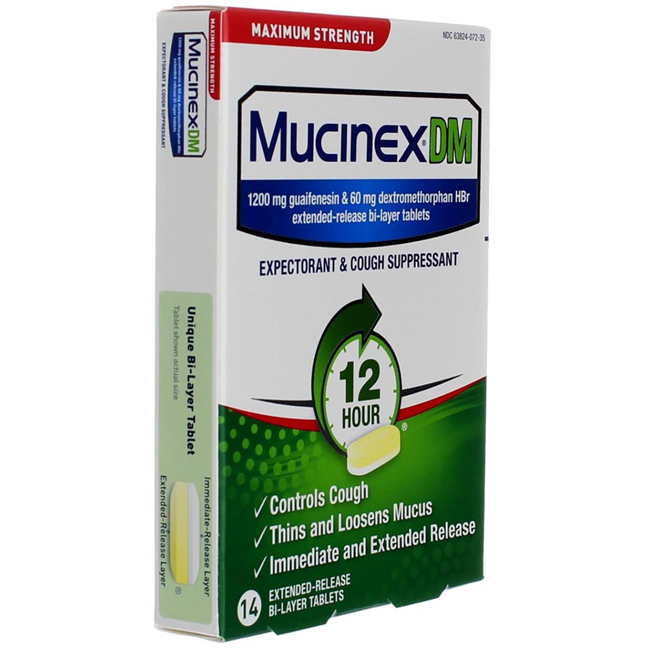 Mucinex DM Maximum Strength Expectorant & Cough Suppressant, 1200 mg, 14 Ct