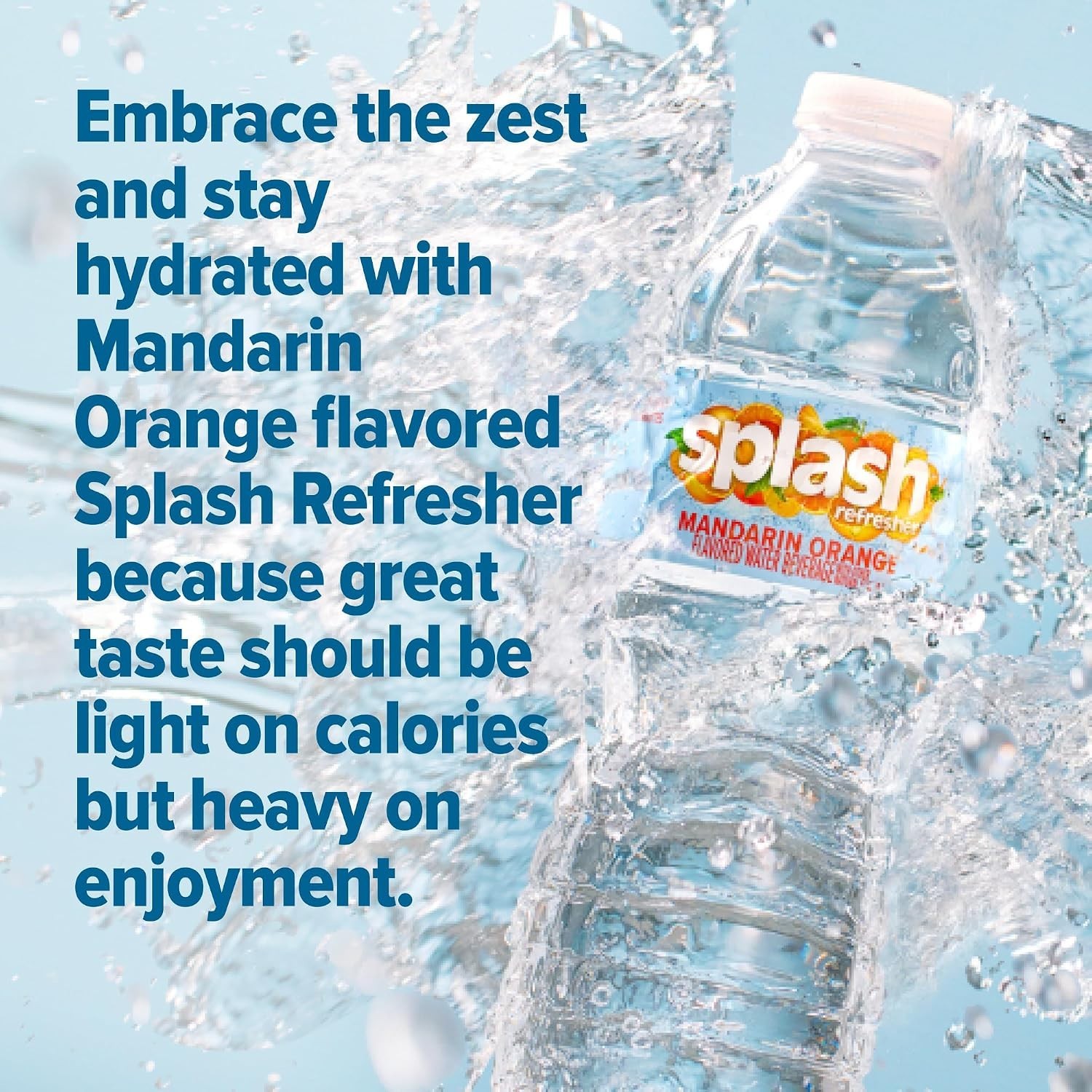 SPLASH REFRESHER Flavored Water Bottles, Mandarin Orange – 6 Pack