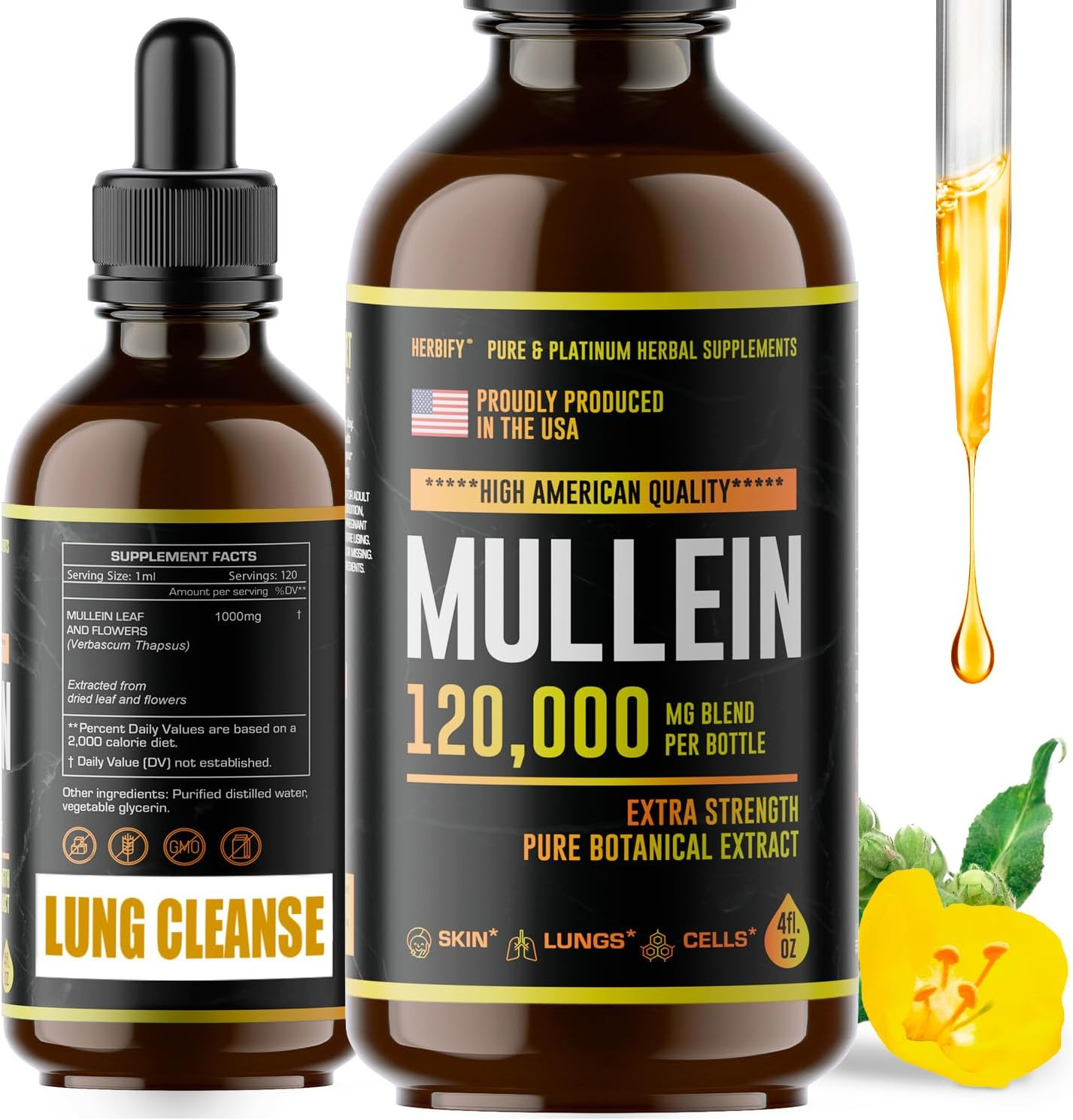 Powerful Mullein Drops – Lung Cleanse & Immune Support – 4 Oz