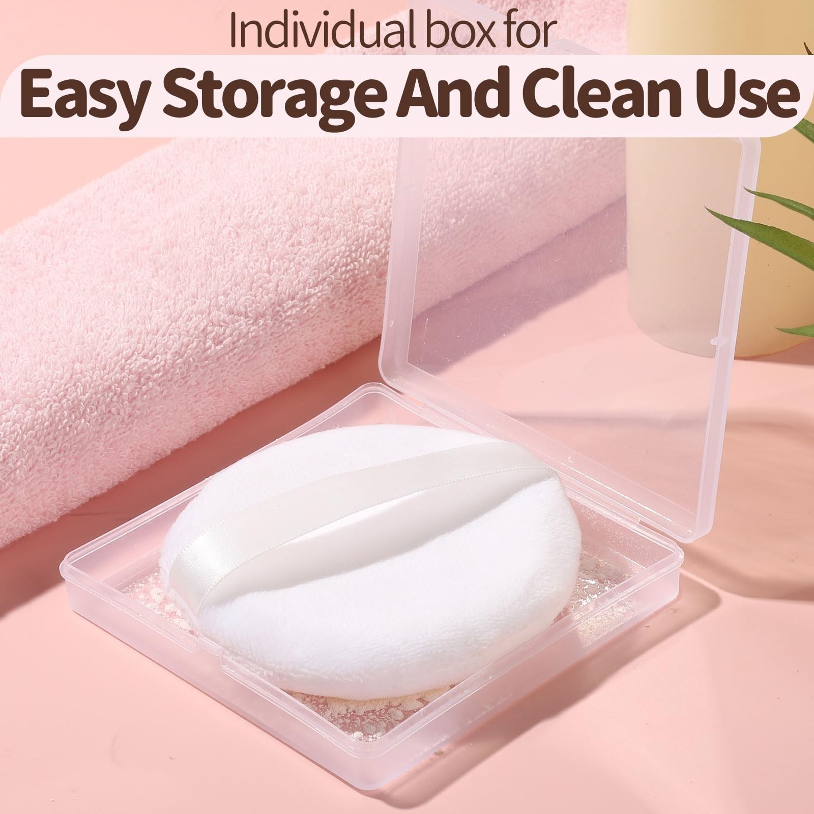 2pcs 3.54inch Medium Powder Puff for Body Powder and Container White