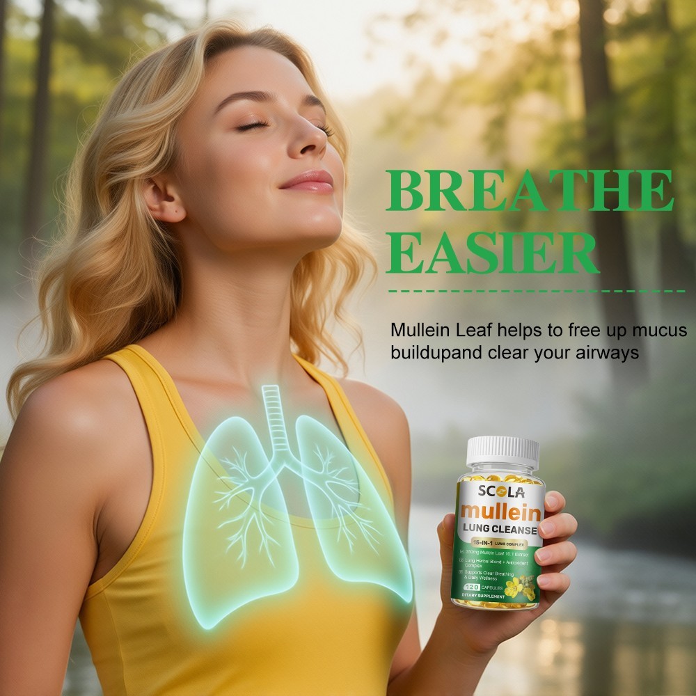 15 IN 1 Lung Complex Mullein Leaf Extract For Lungs Detox Cleanse 60/120 Caps
