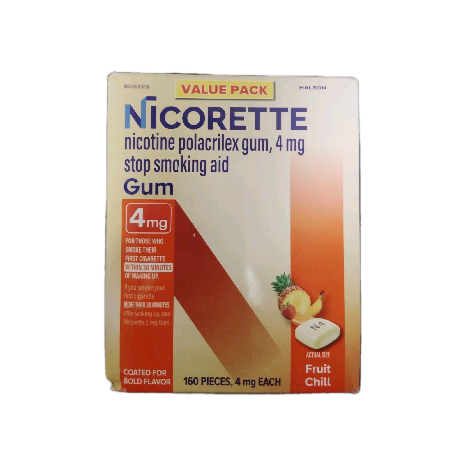 Nicorette Value Pack Fruit Chill 4mg Coated Gum 160 Pieces Exp. 7/2028